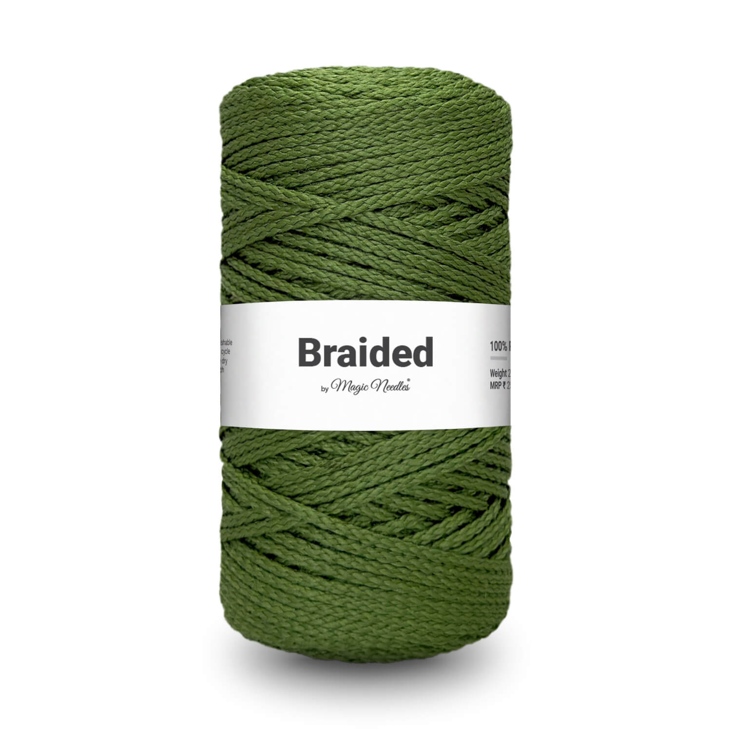 Braided Polyester Macrame Rope - Green - 1