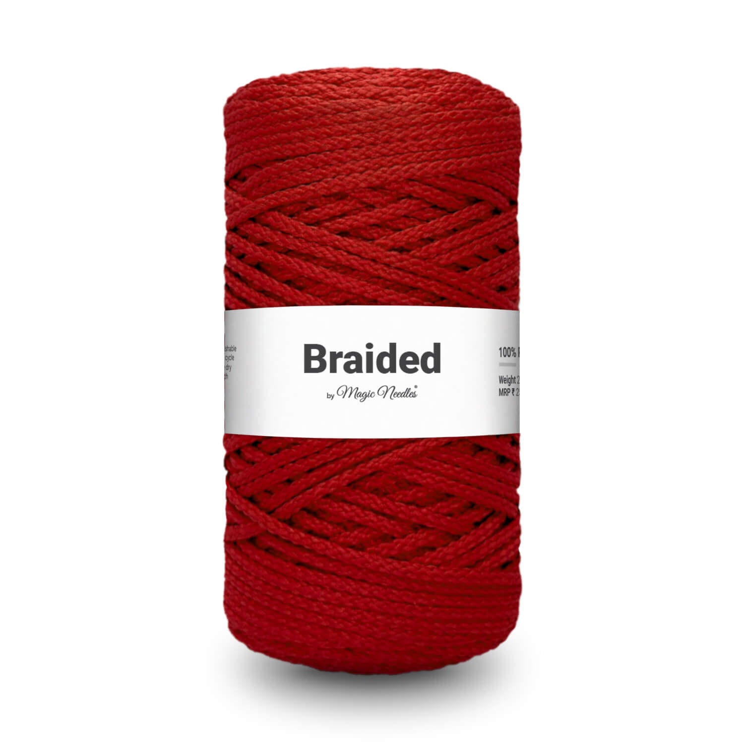 Braided Polyester Macrame Rope - Red - 20