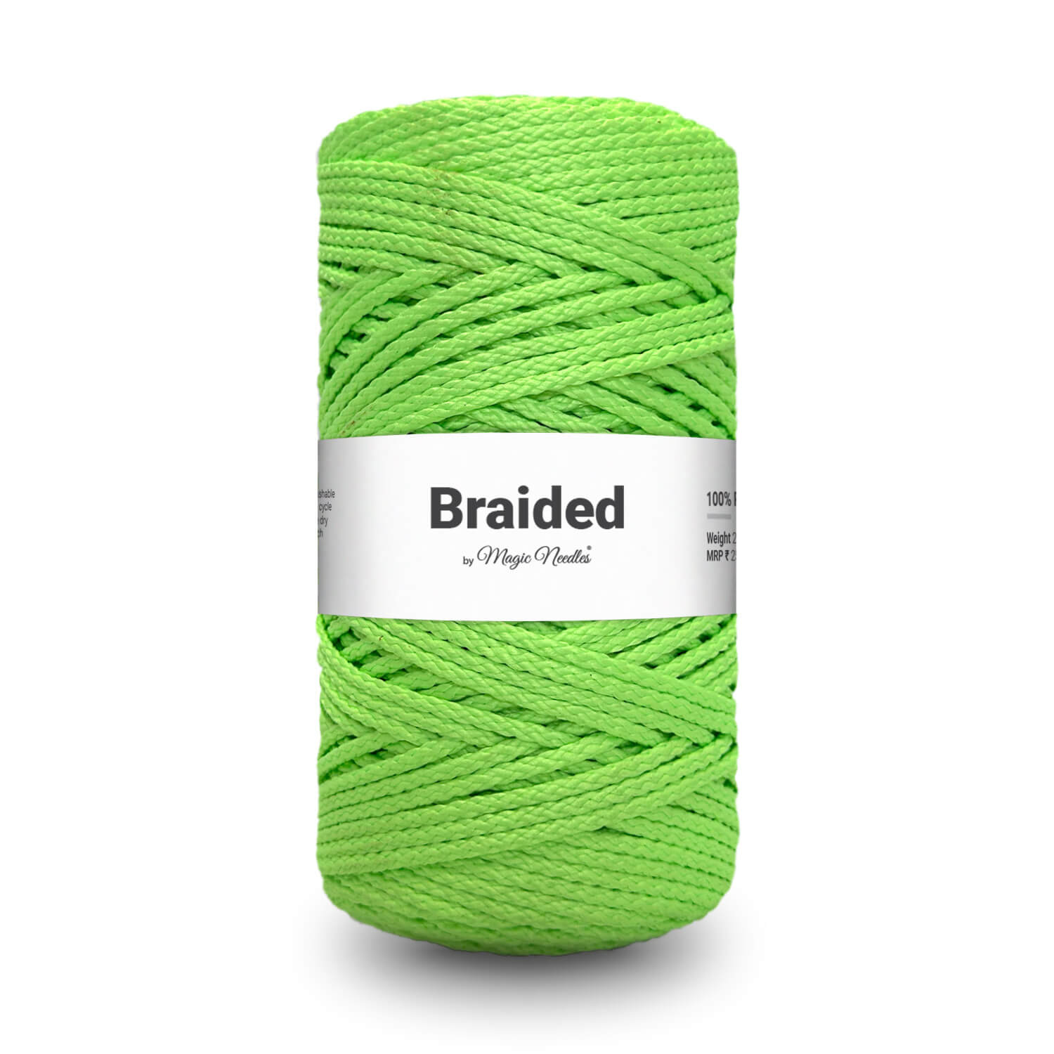 Braided Polyester Macrame Rope - Fluorescent Green - 29