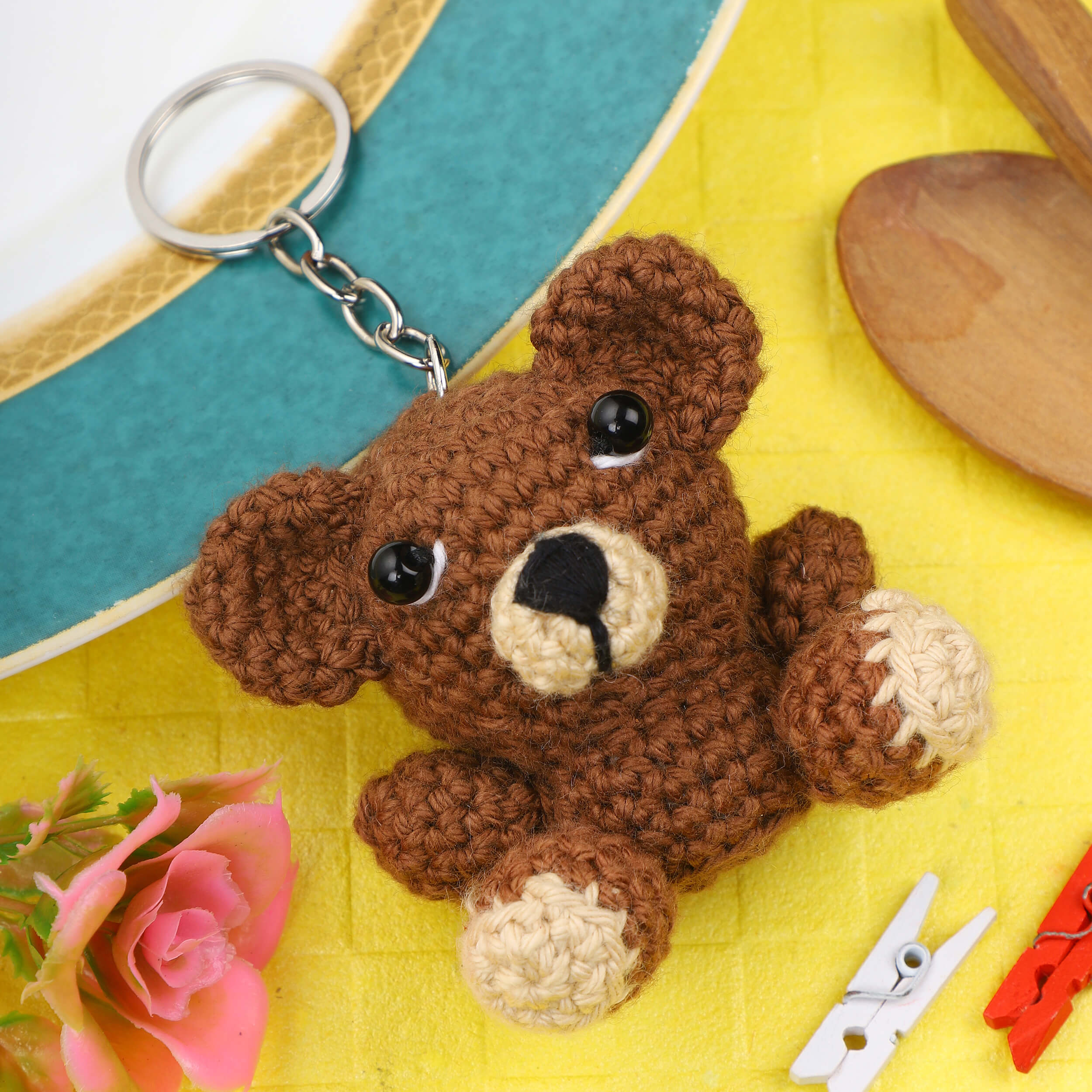 Handmade Crochet Keychains Cute Cotton Yarn Keyrings for Bags