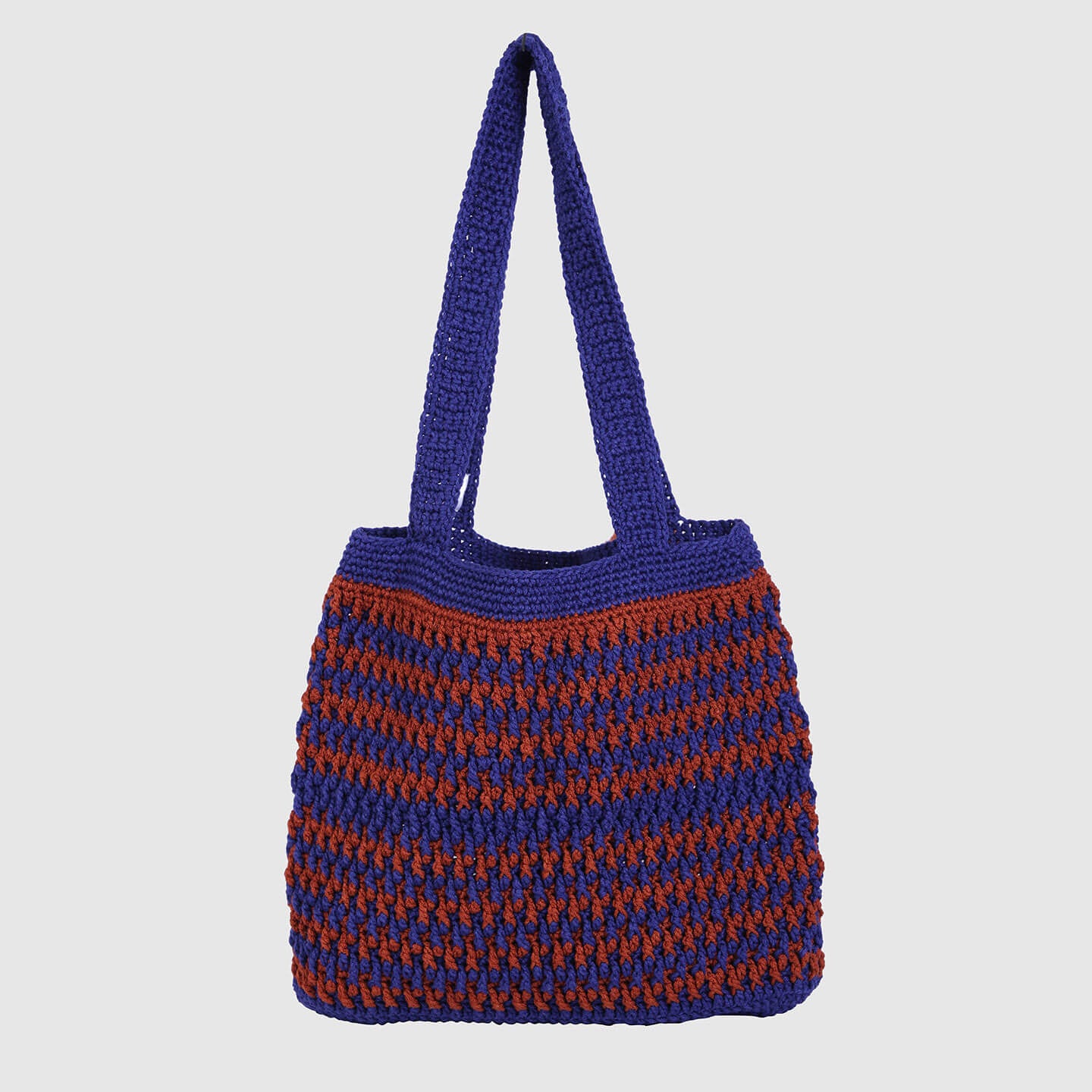 Handmade Crochet Bag - Blue & Brown 3114