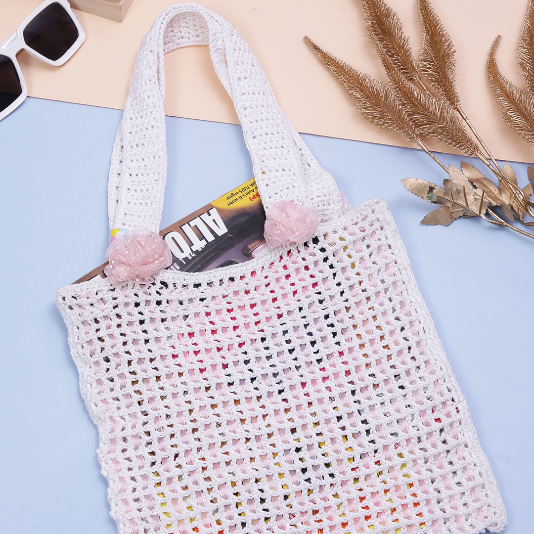 Milan Tote Bag  Handmade Crochet T-shirt Yarn Bag – Sparkling