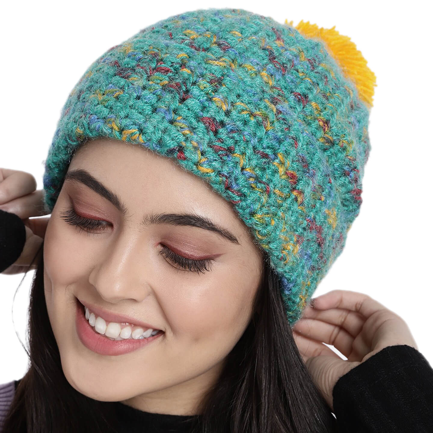 Mohair and Wool Blend Green Cable Hand Knit Hat withPom Pom for Men or  Women - Winter Hats