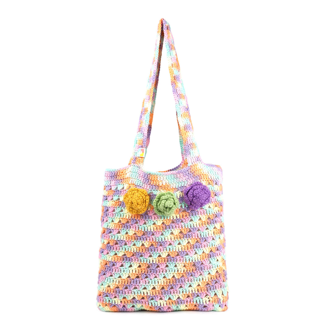 Handmade Crochet Market Bag - Multi-Color 2807
