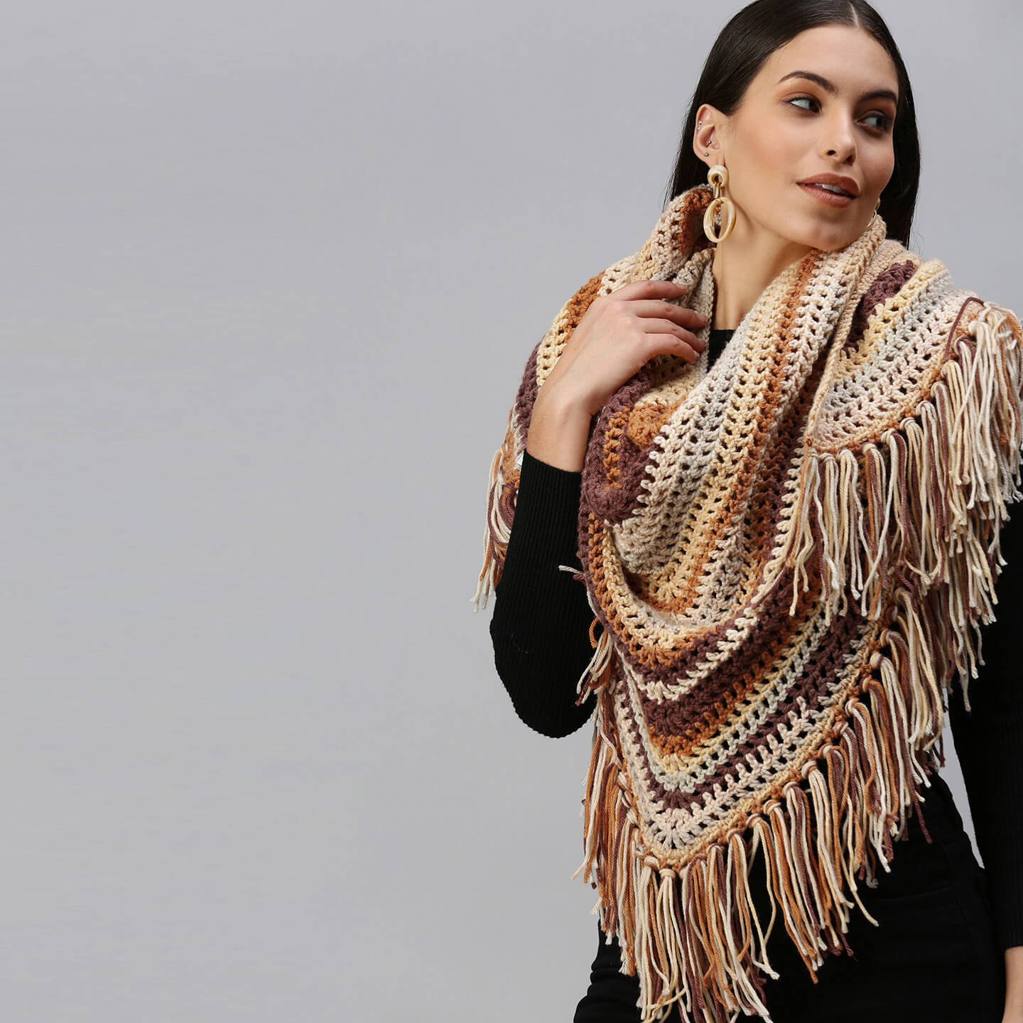 Shades of Brown Shawl Scarf 2915 - Main Image