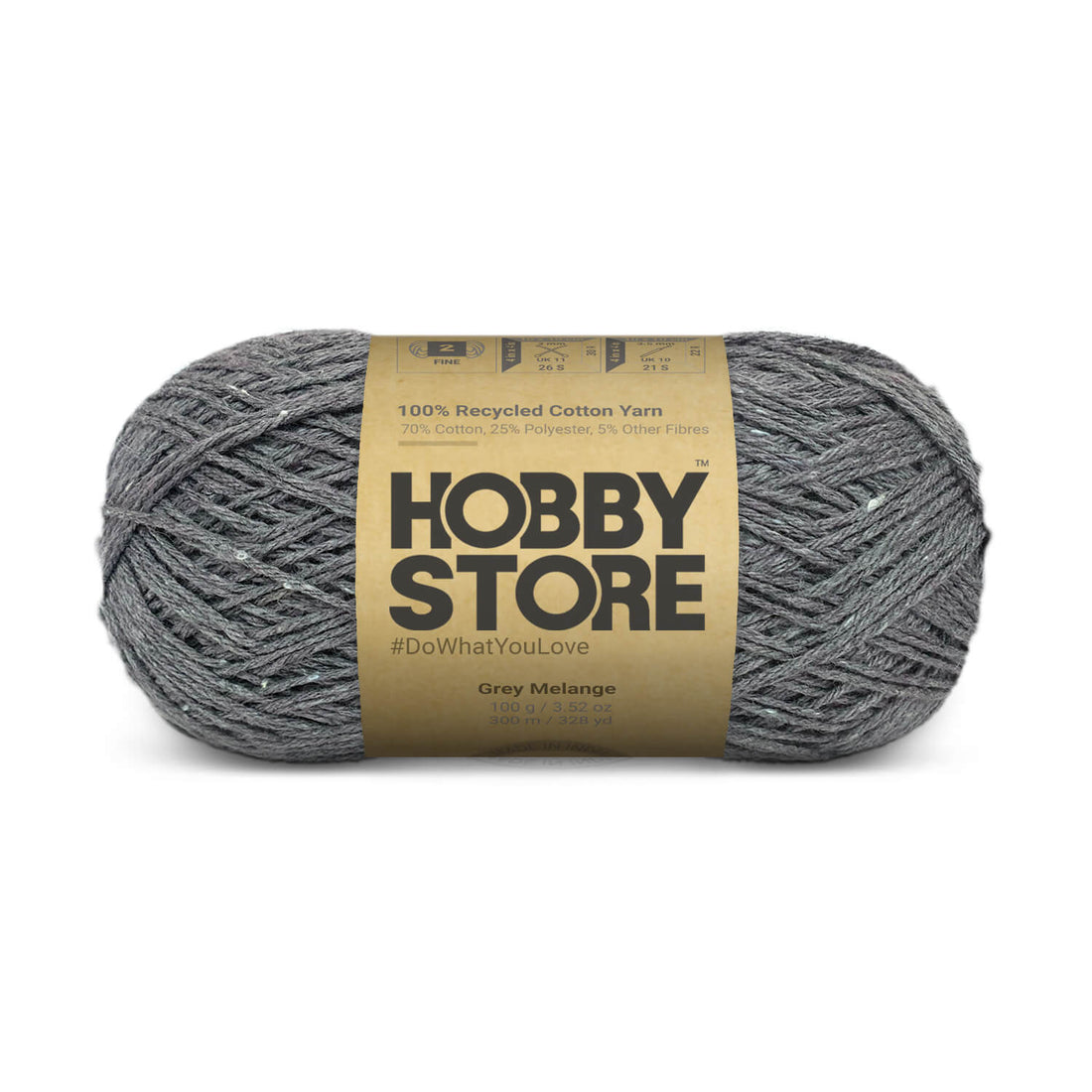 Hobby Store Recycled Cotton Yarn - Grey Melange 8926