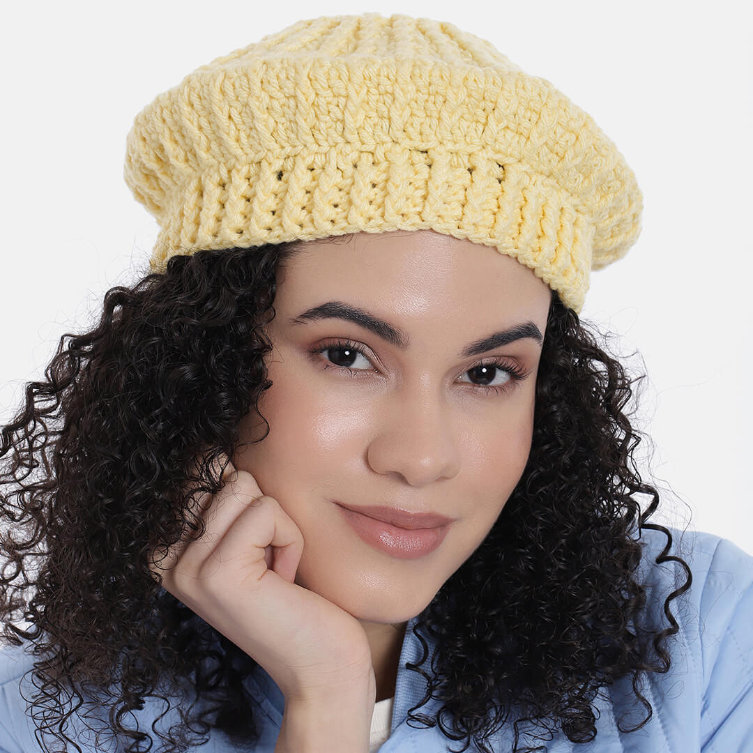 Women Handmade Self Design Beret - 10025