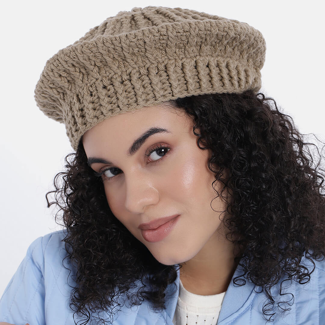 Women Handmade Self Design Beret - 10030