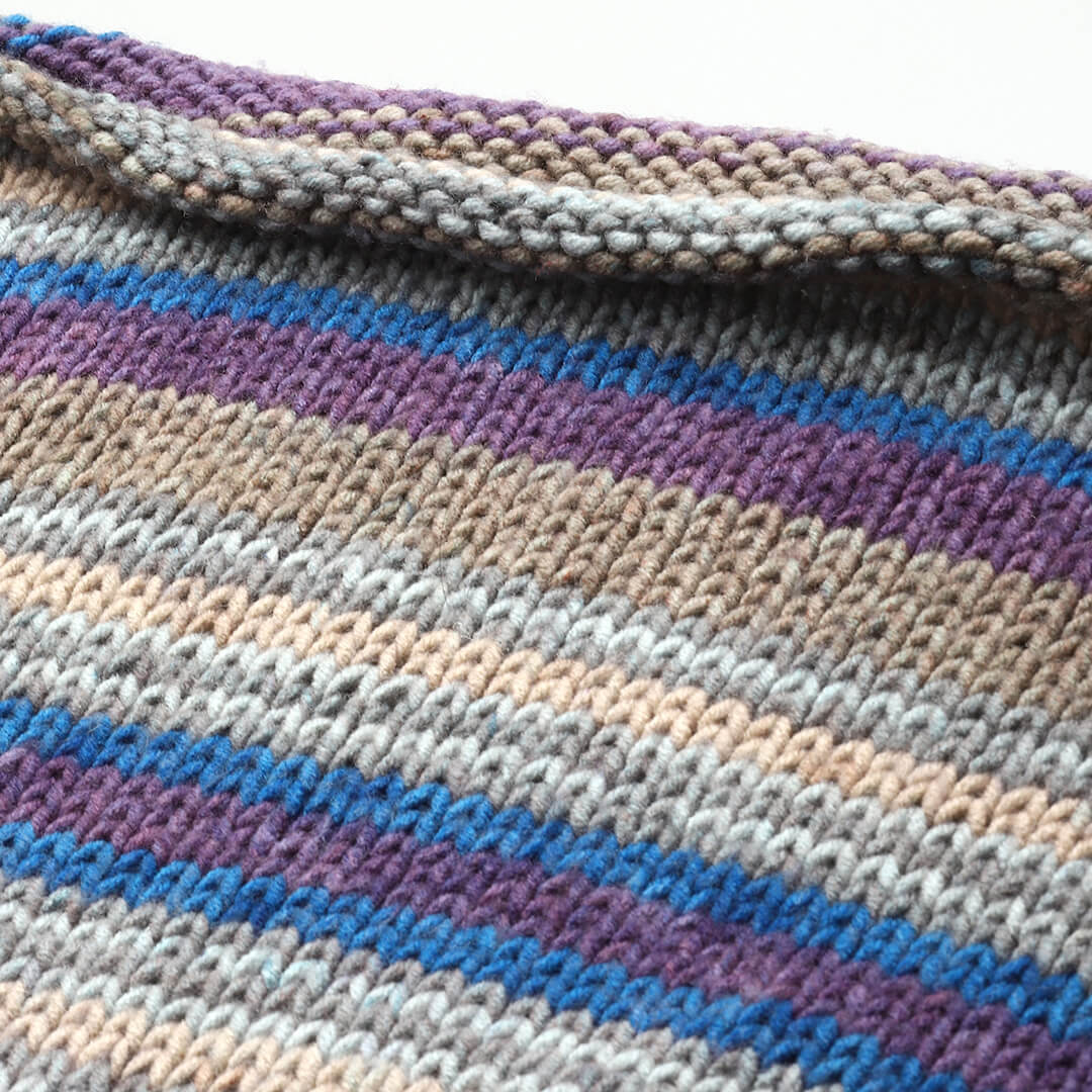 Grey and Purple Knitted Self Striping Pullover - 10051