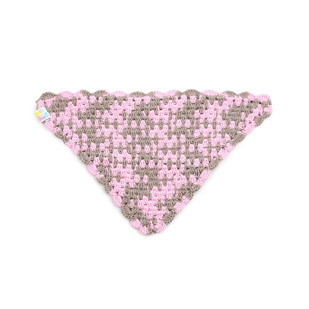Crochet Bandana - Pink Grey - 10064