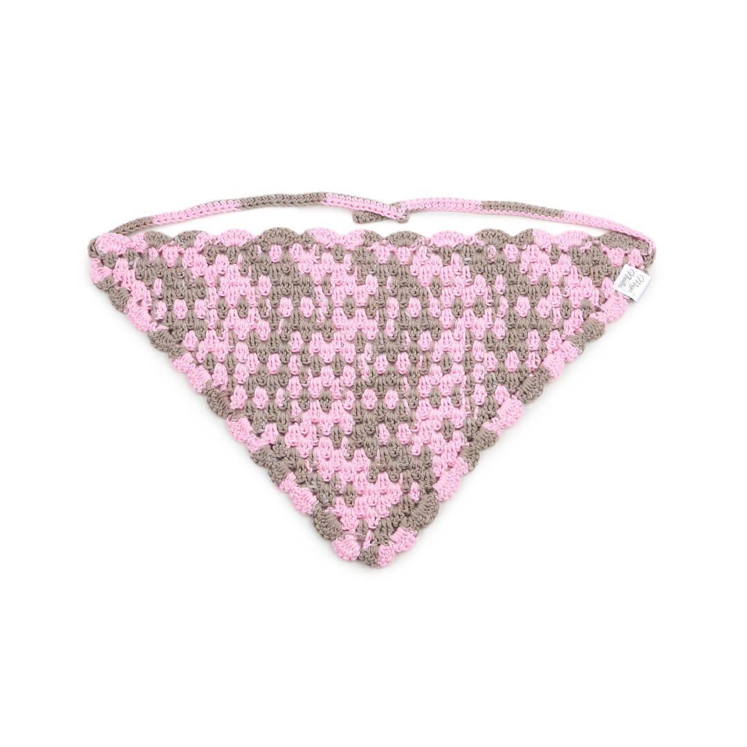 Crochet Bandana - Pink Grey - 10064