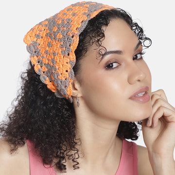 Crochet Bandana - Orange Grey - 10065