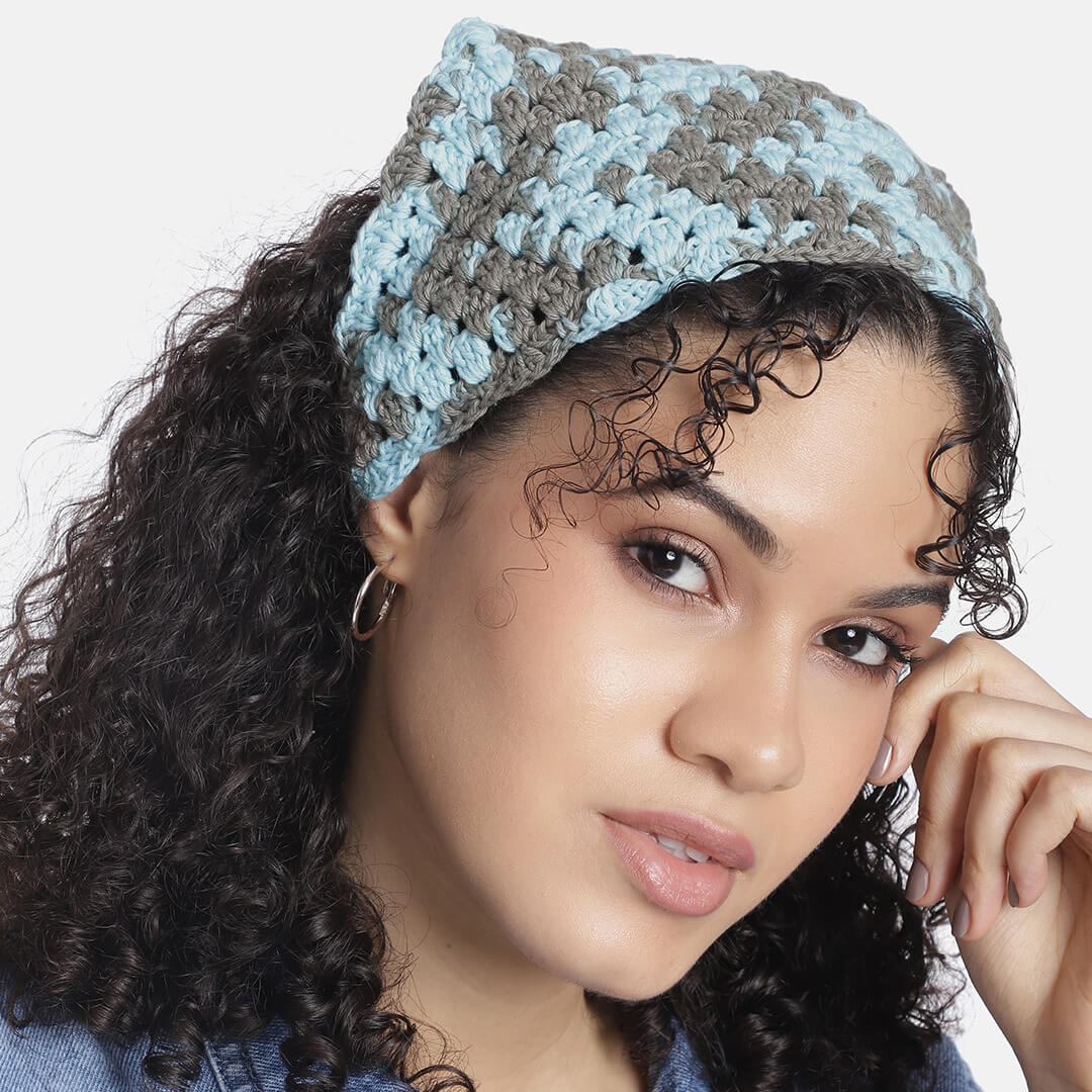 Crochet Bandana -  Blue Grey - 10068