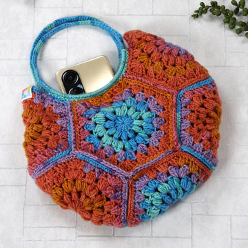 Cute Handmade Hexagon Bags - Blue Orange - 10078