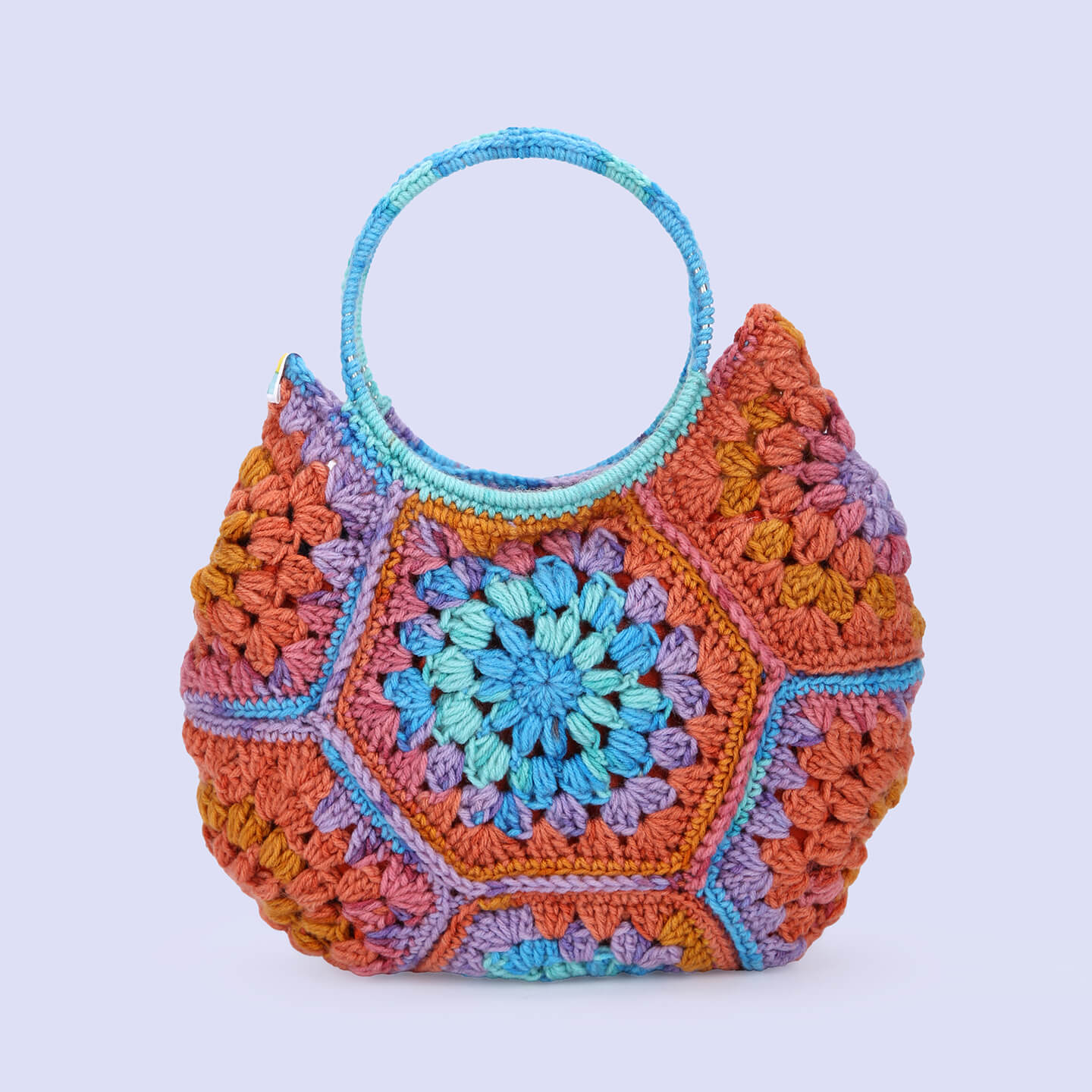 Cute Handmade Hexagon Bags - Blue Orange - 10078