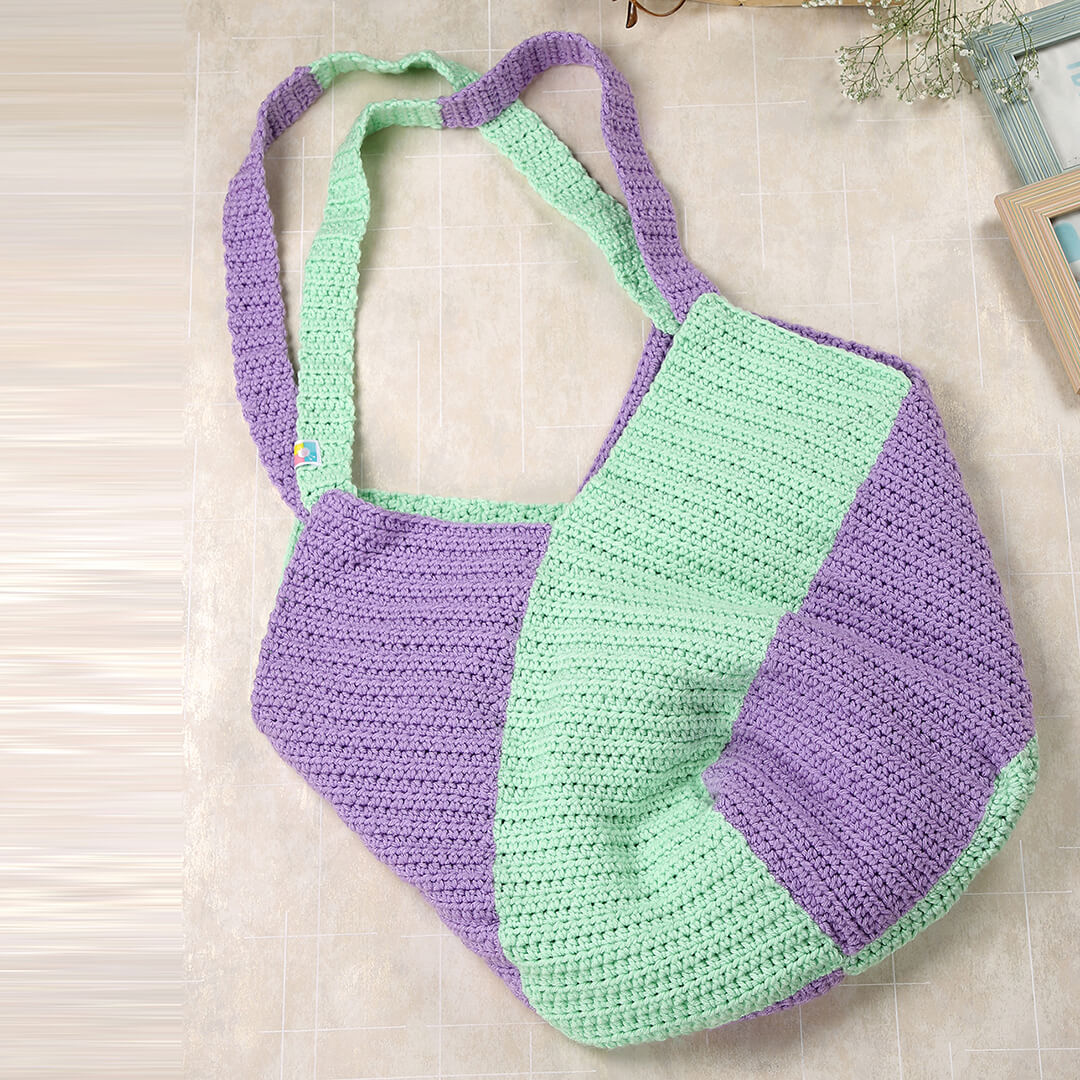 Large Tote Bags - Purple Green - 10087