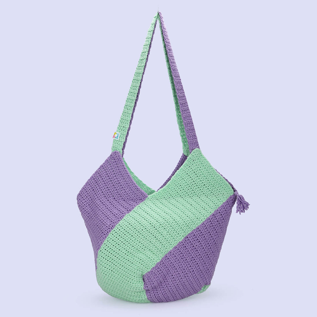 Large Tote Bags - Purple Green - 10087