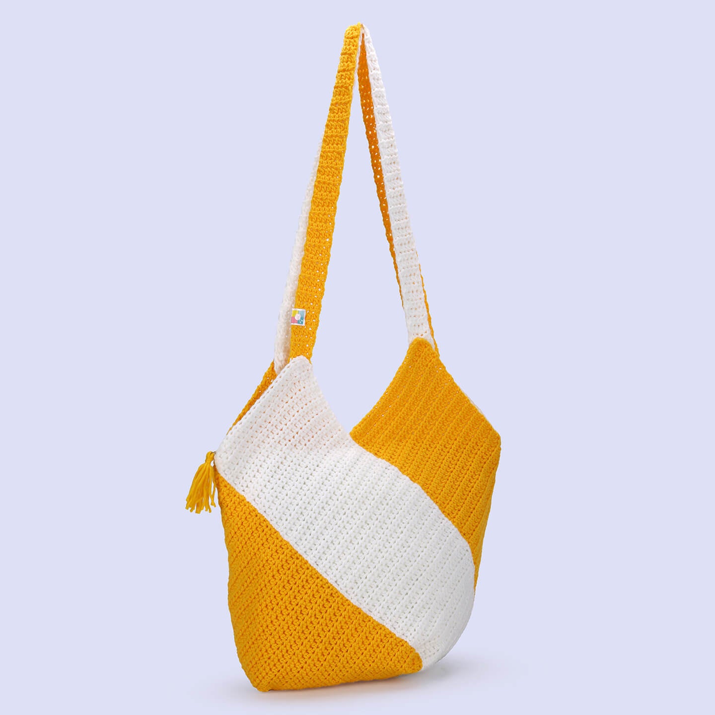 Large Tote Bags - Yellow White	- 10089