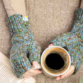 Multi Colored Fingerless Knitted Mittens - 10090