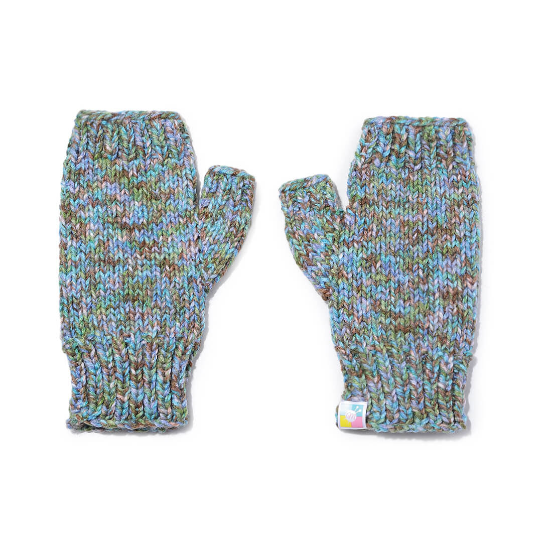 Multi Colored Fingerless Knitted Mittens - 10090