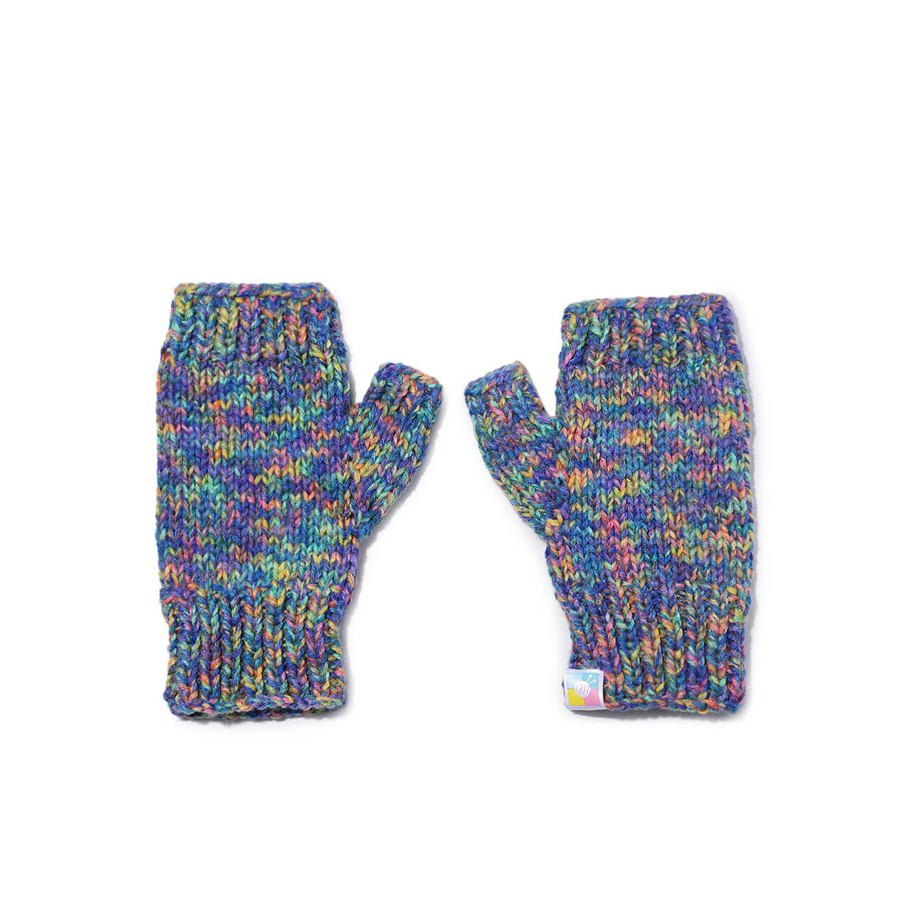 Multi Colored Fingerless Knitted Mittens - 10091