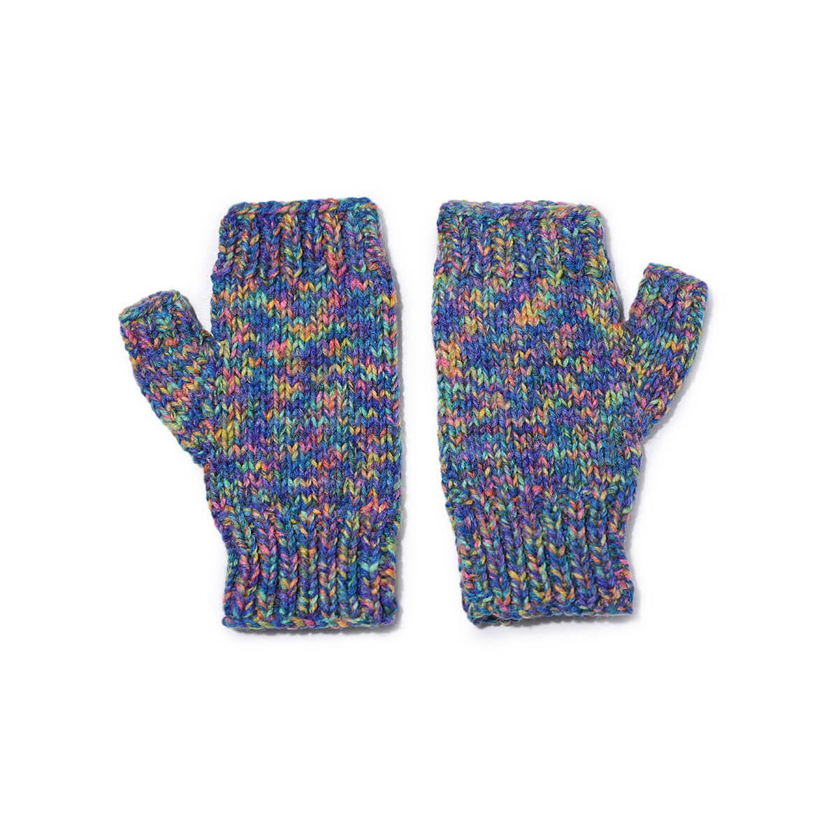 Multi Colored Fingerless Knitted Mittens - 10091