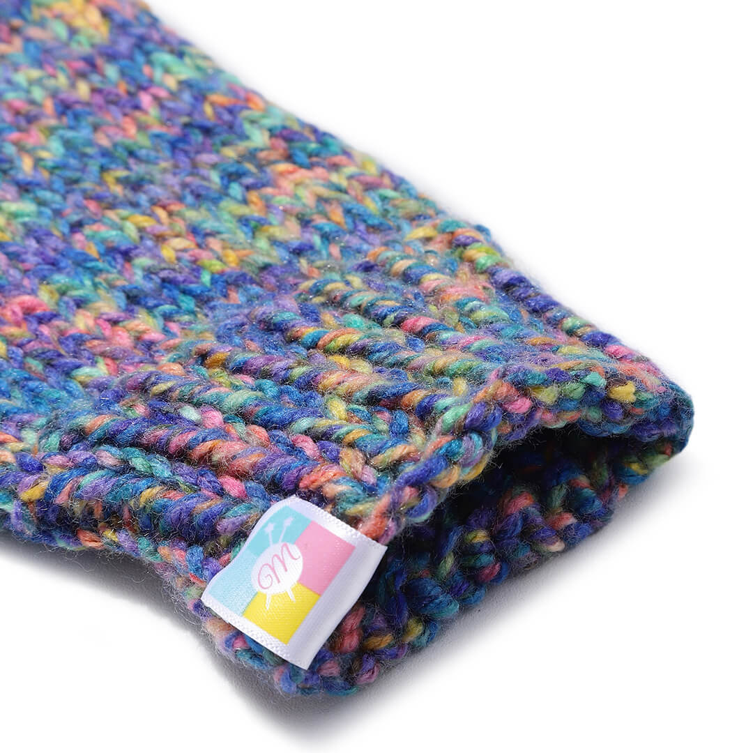 Multi Colored Fingerless Knitted Mittens - 10091