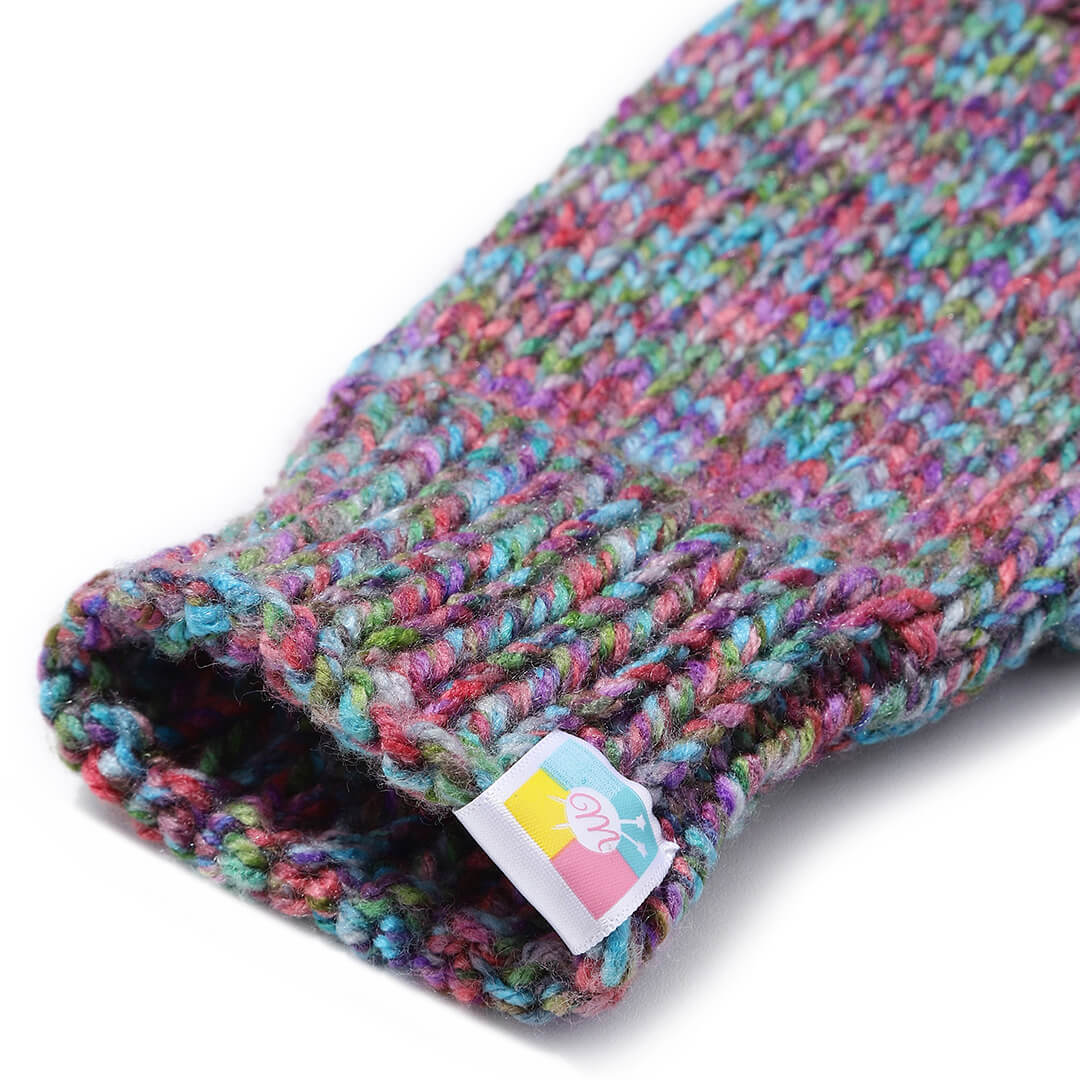 Multi Colored Fingerless Knitted Mittens - 10092