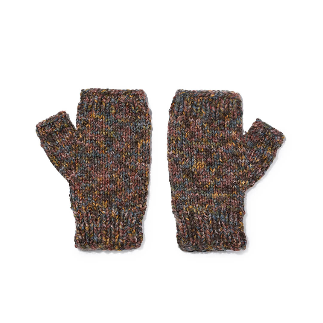 Multi Colored Fingerless Knitted Mittens - 10093