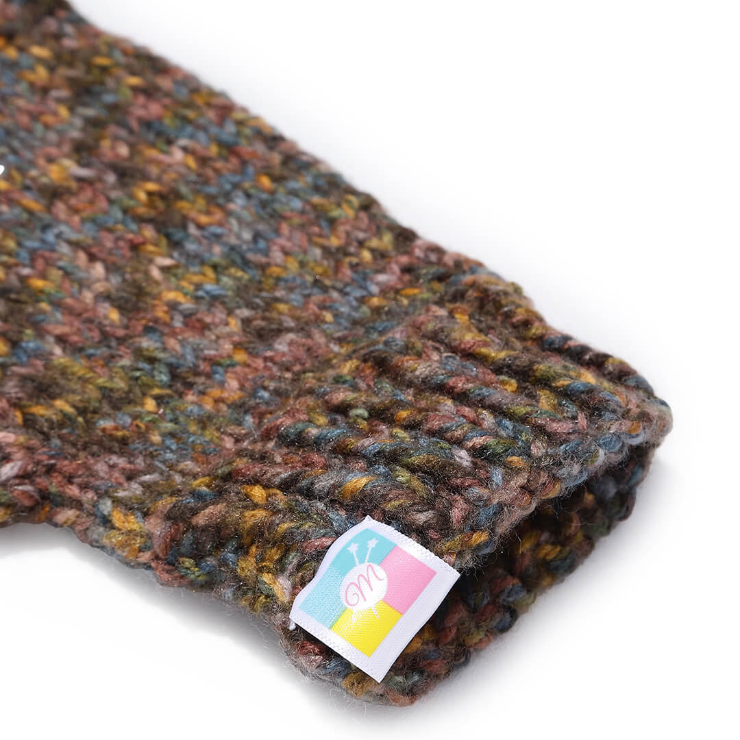 Multi Colored Fingerless Knitted Mittens - 10093
