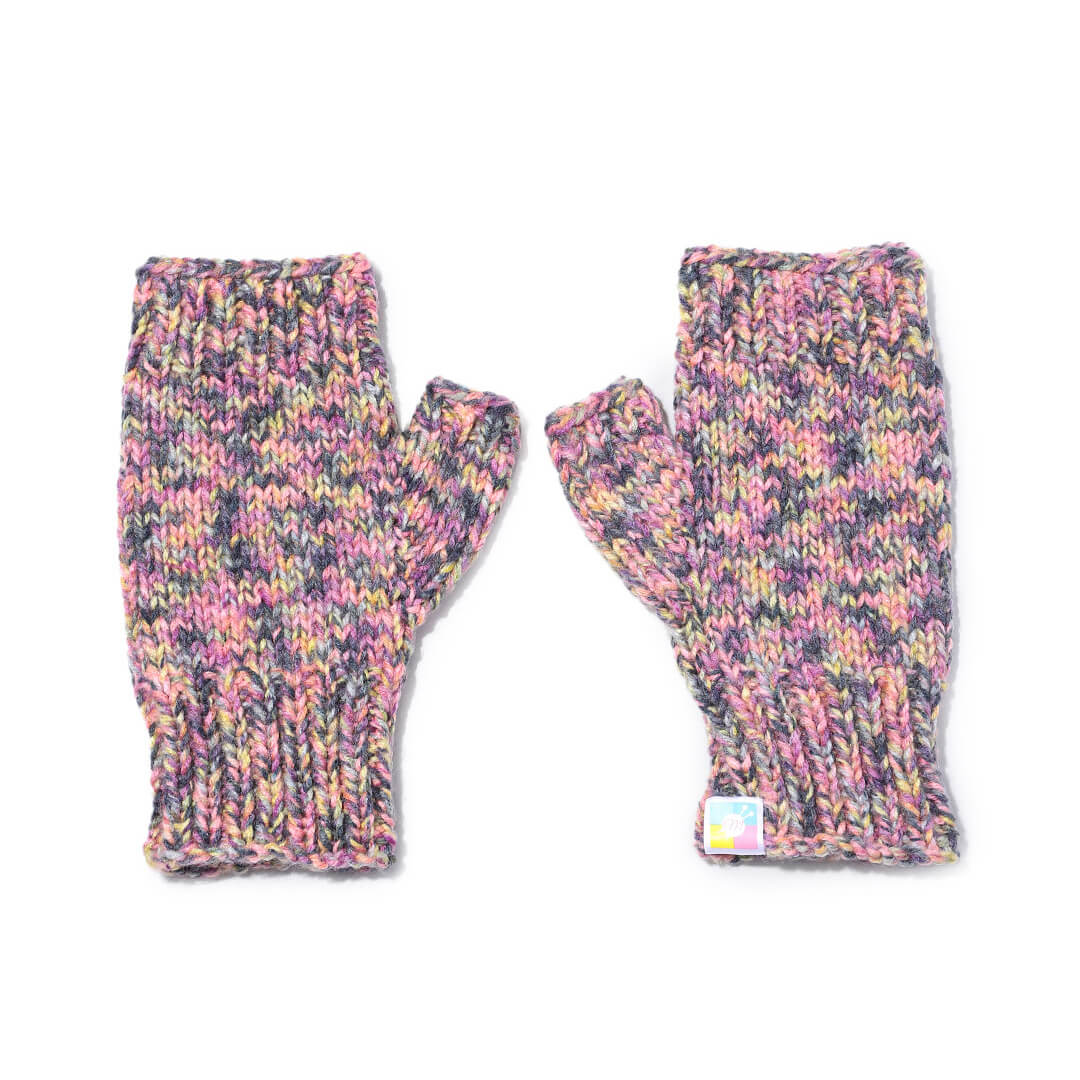 Multi Colored Fingerless Knitted Mittens - 10094
