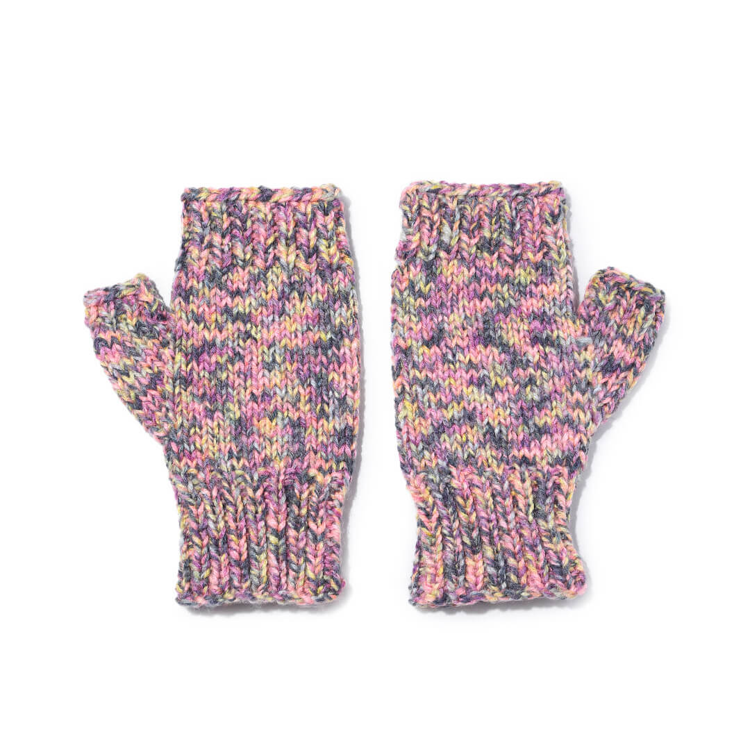 Multi Colored Fingerless Knitted Mittens - 10094