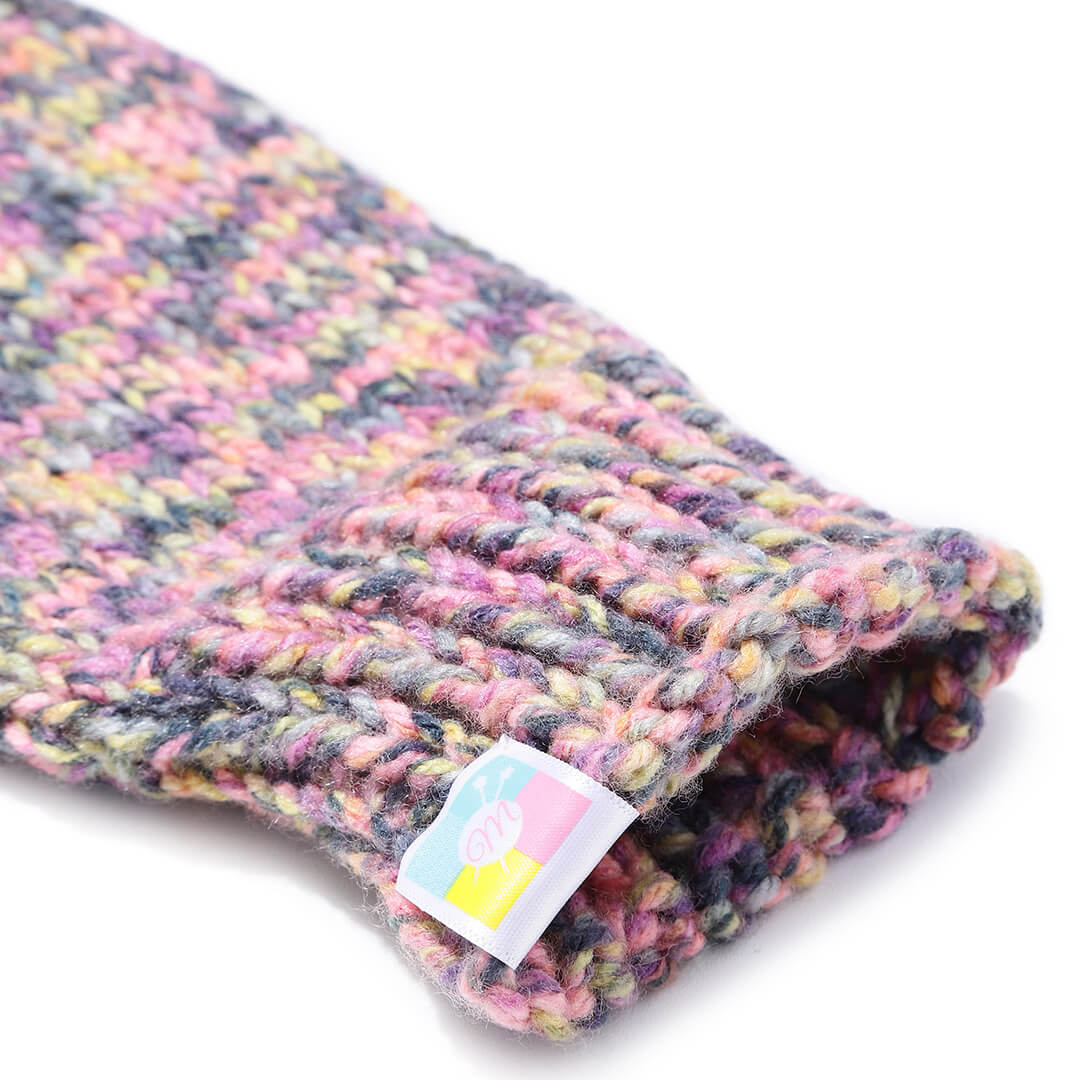 Multi Colored Fingerless Knitted Mittens - 10094