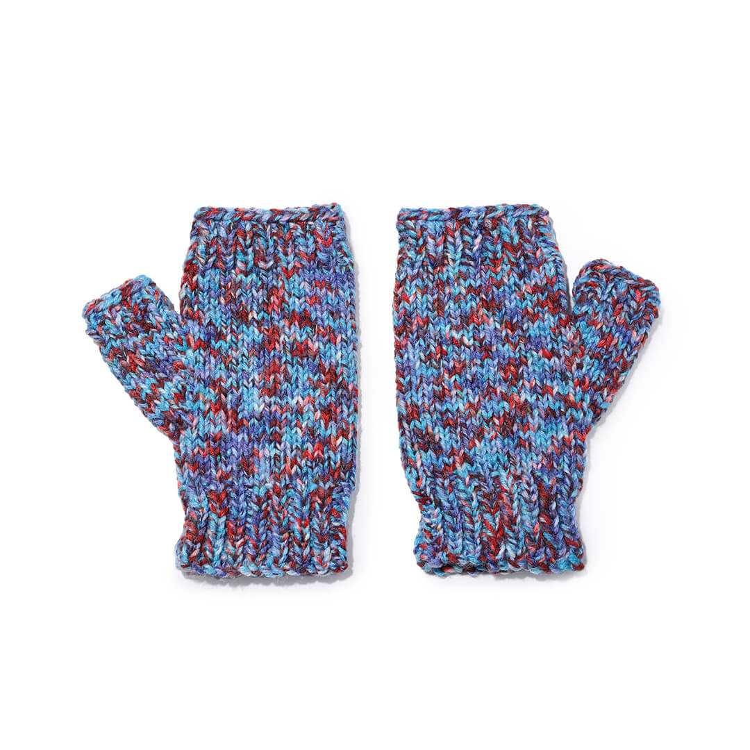 Multi Colored Fingerless Knitted Mittens - 10095