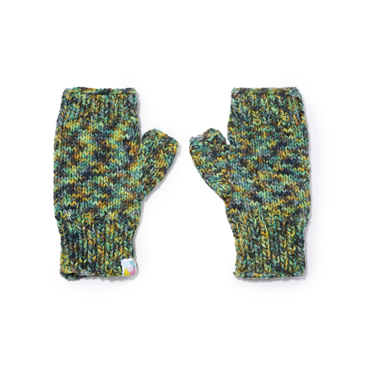 Multi Colored Fingerless Knitted Mittens - 10096