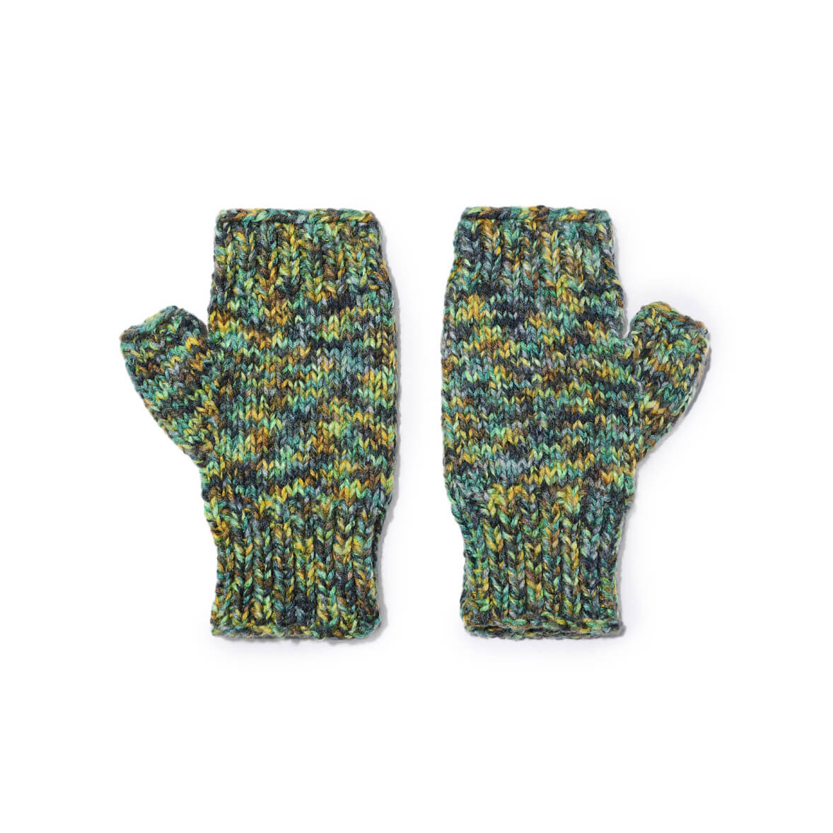 Multi Colored Fingerless Knitted Mittens - 10096