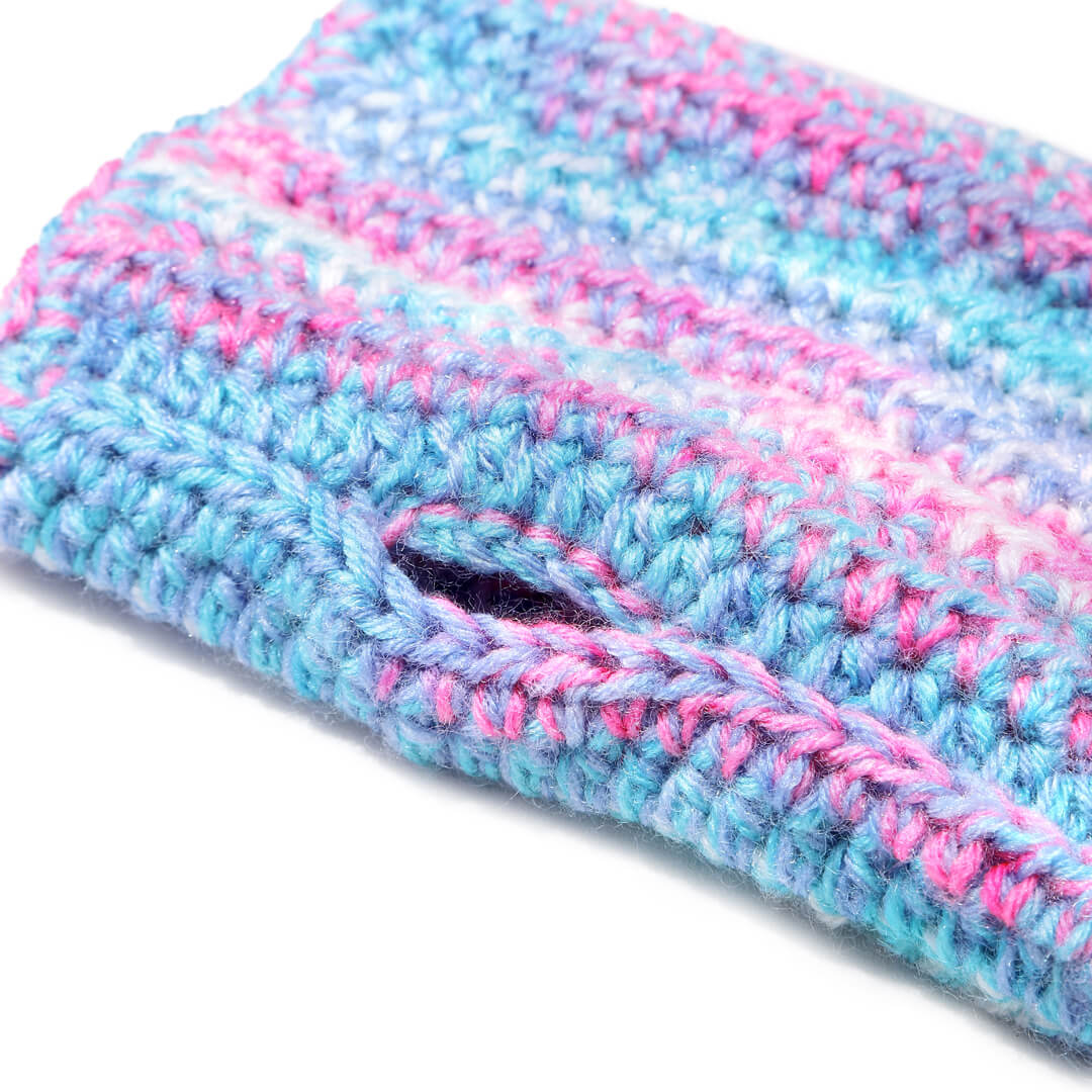 Between Blue and Pink Fingerless Crochet Gloves  - 10100