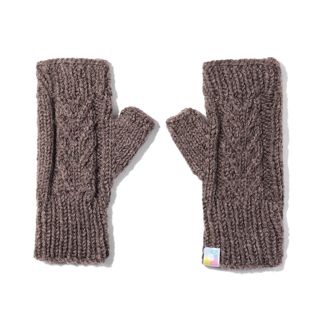 Cable Design Knitted Fingerless Mittens - 10105