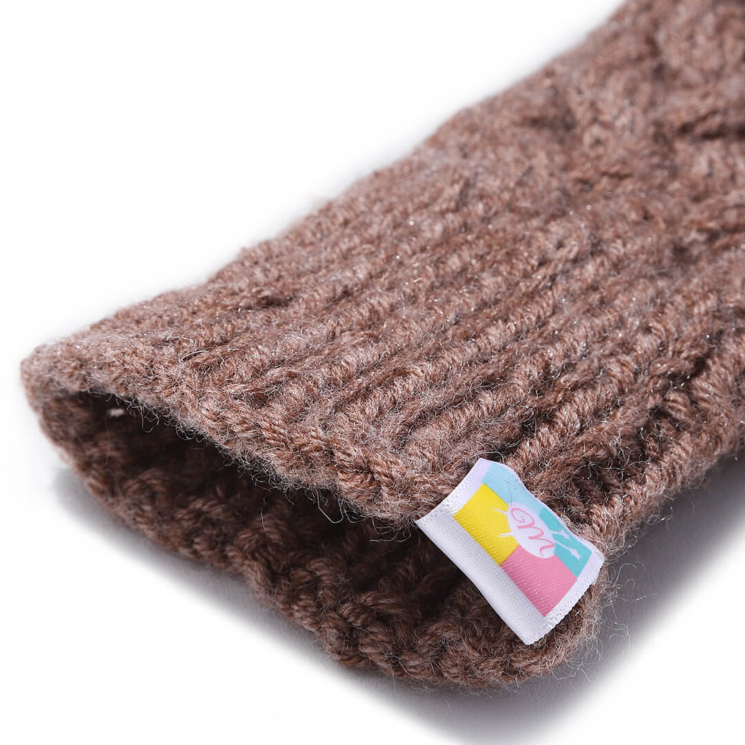 Cable Design Knitted Fingerless Mittens - 10106