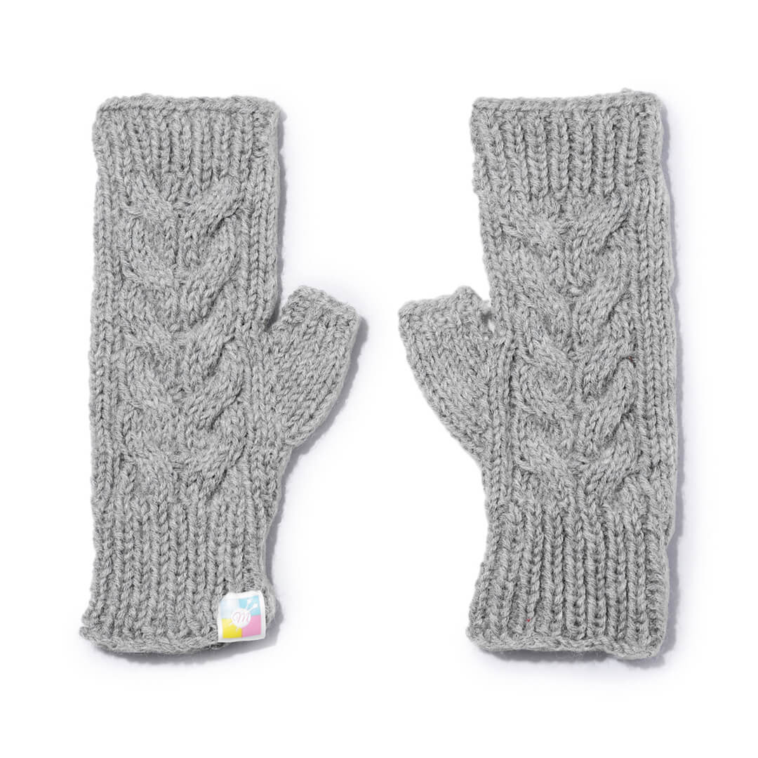 Cable Design Knitted Fingerless Mittens - 10107