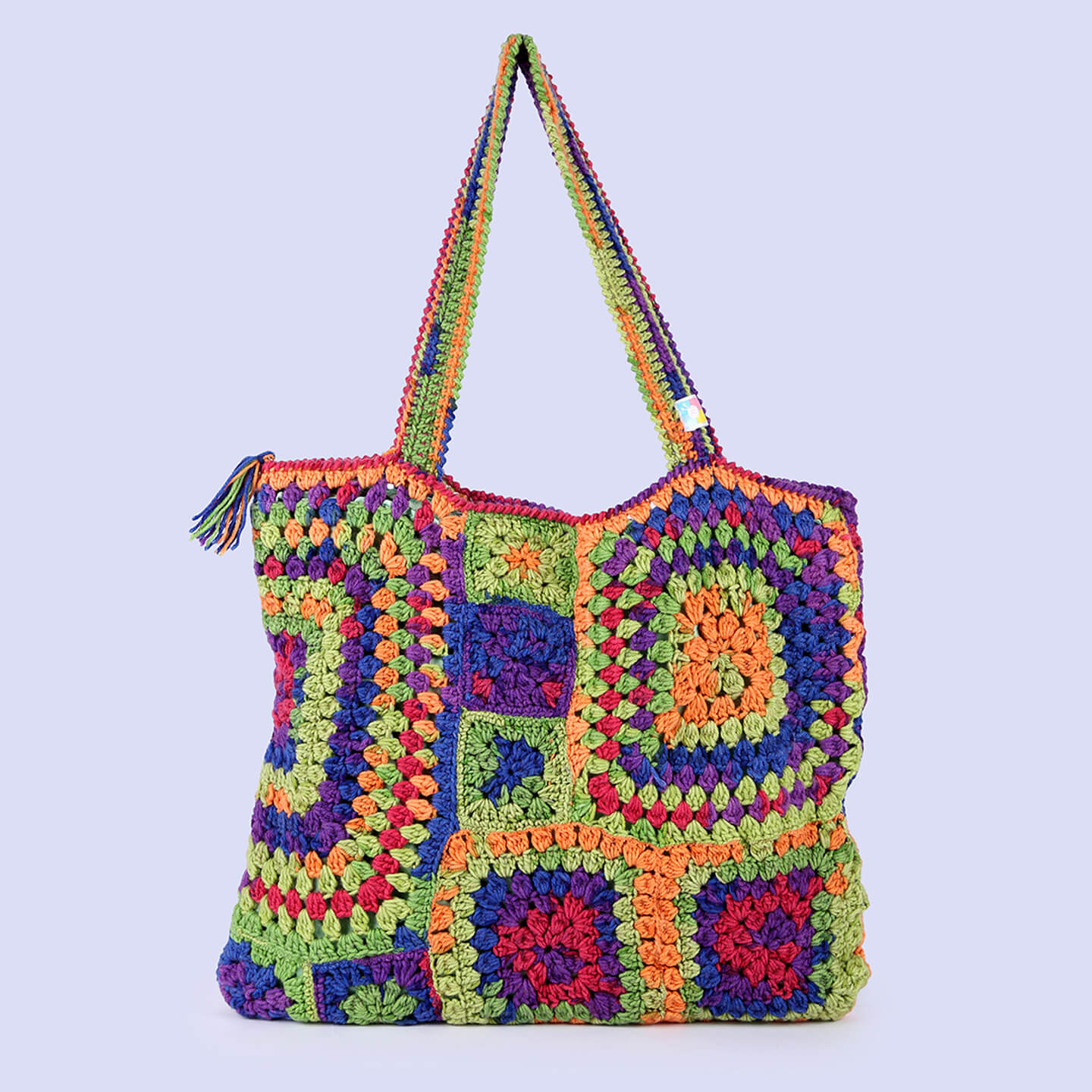 Handmade Crochet Granny Square Bag - Multi 10112