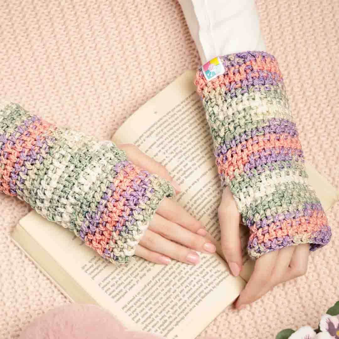 Multi Colored Fingerless Knitted Mittens - 10115