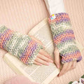 Multi Colored Fingerless Knitted Mittens - 10115