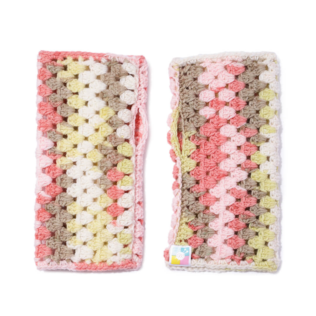 Multi Colored Fingerless Knitted Mittens - 10116
