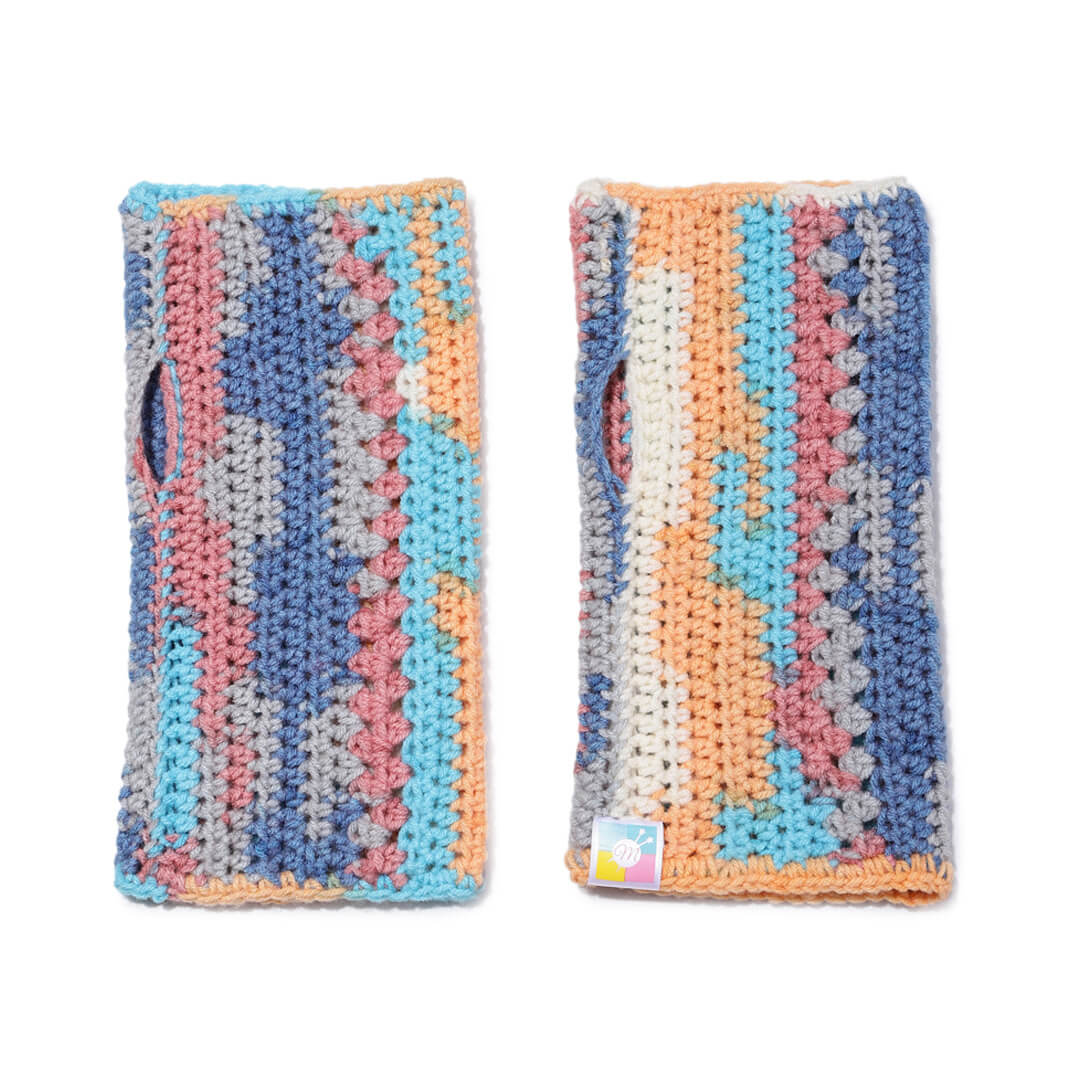 Multi Colored Fingerless Knitted Mittens - 10117