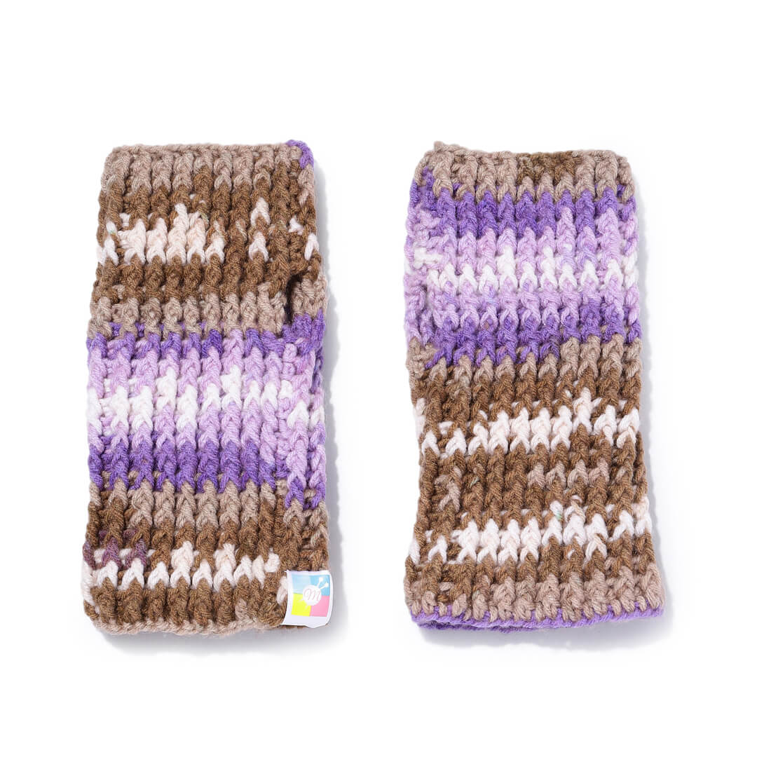 Multi Colored Fingerless Knitted Mittens - 10119