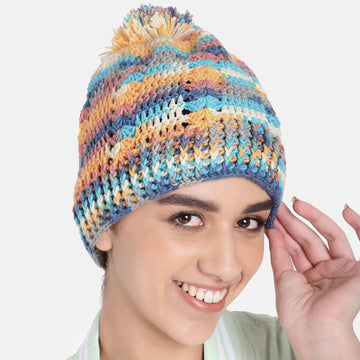 Handmade Self Design Crochet Beanie - 10124