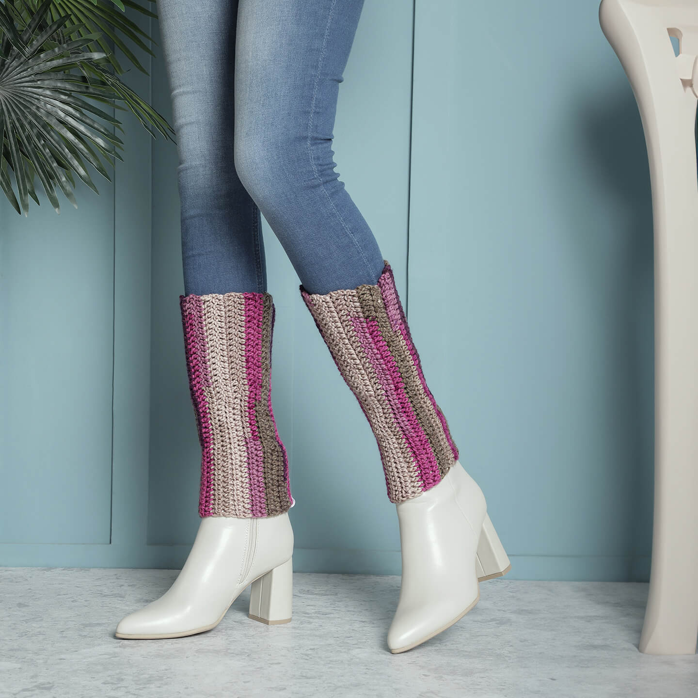 Multi Colored Crochet Leg Warmers  - 10131