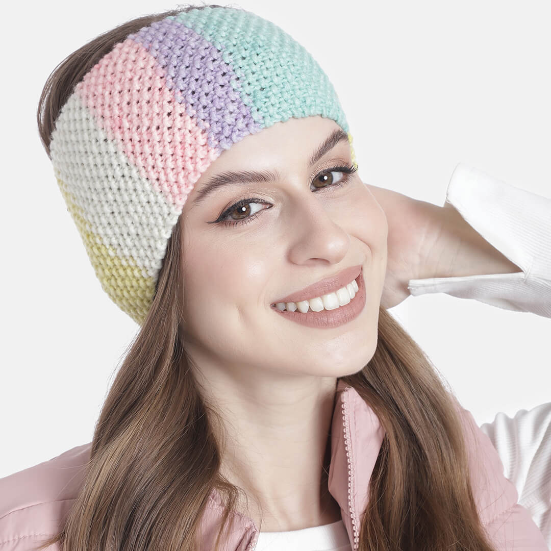 Hand Knitted Womens Woolen Headband - Multi-Color 10132