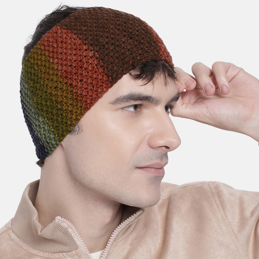 Hand Knitted Mens Woolen Headband - Multi-Color 10148